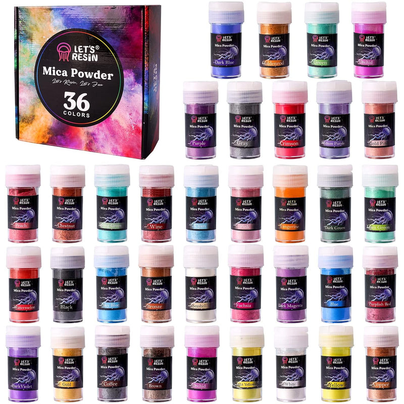 36 Colors Mica Powder, Mica Pigment Powder For Epoxy Resin/Uv Resin, Natural C