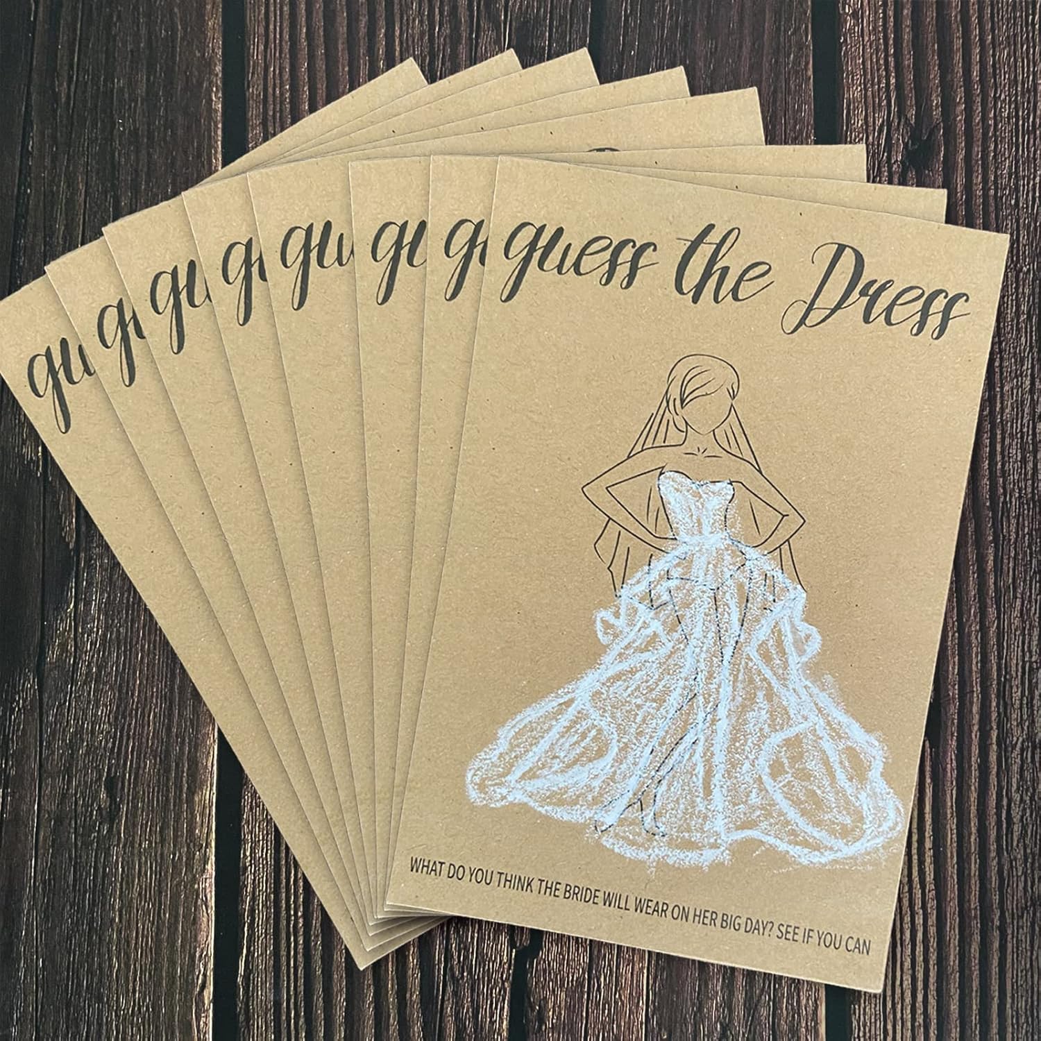 Bridal Shower Games - Guess The Dress Bridal Shower Game For 50 Guests - Funny Wedding Decorations Party Supplies Games Ideas