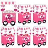 6 Pack Valentine'S Day Candy Boxes Pink Food Truck Design Cardboard Box With Heart Patch Diy Valentine'S Day Treat Boxes Sweet Candy Goody Holder Heart Party Favors For Birthday Diy Gifts