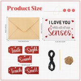 Five 5 Senses Gift Cards For Him Her With Labels Set I Love You With All Of My Senses Gift Greeting Card For Anniversary Birthday Valentines Day Boyfriend(Kraft,Red)