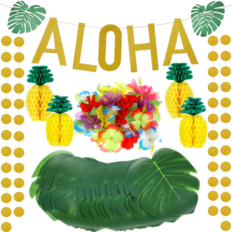 143 Pieces Hawaiian Tropical Luau Theme Party Decoration Set, Include