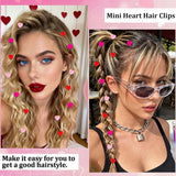 30Pcs Valentine'S Day Mini Heart Hair Clips For Women & Girls, Romantic Pastel Pink/Hot Pink/Red Heart Hair Pins, Small Hair Accessories For Date, Daily Styling & Party