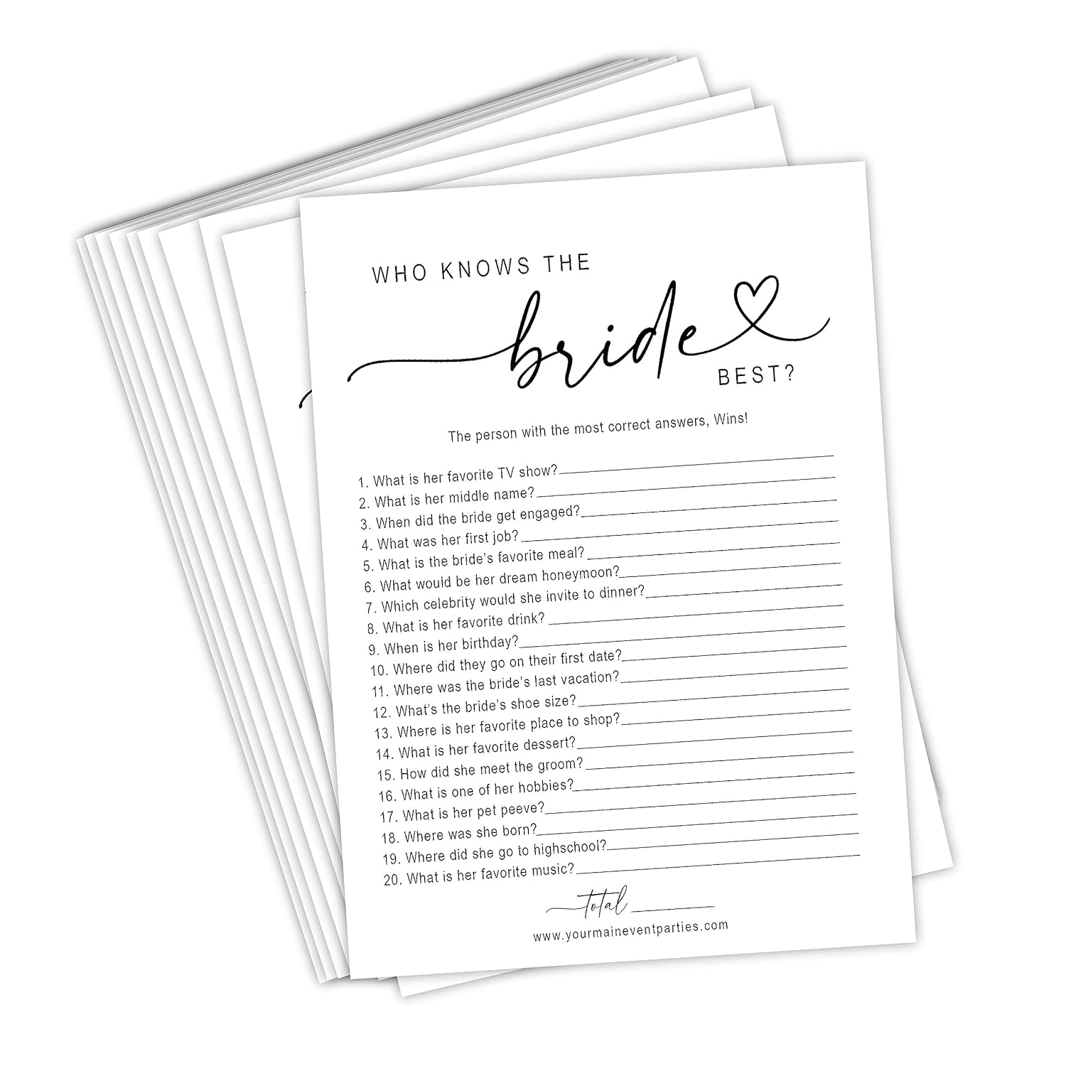 Bridal Shower Games Who Knows The Bride Best, Fun Activities For Weddings, Bridal Showers And Bachelorette Parties (White)