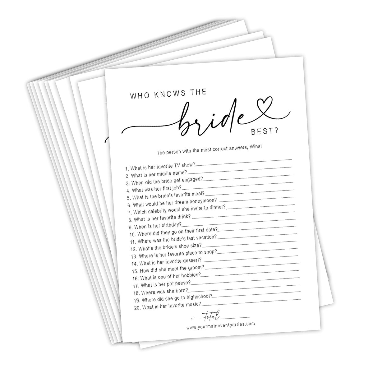 Bridal Shower Games Who Knows The Bride Best, Fun Activities For Weddings, Bridal Showers And Bachelorette Parties (White)