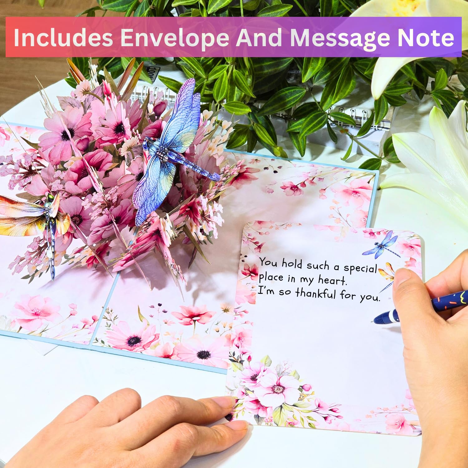 - Pop Up Birthday Card For Women, Dragonfly Floral Pop Up Birthday Card For Mom, Wife, Sister, Daughter, Grandma, 6X8 In 3D Popup Greeting Cards Includes Envelope And Message Note