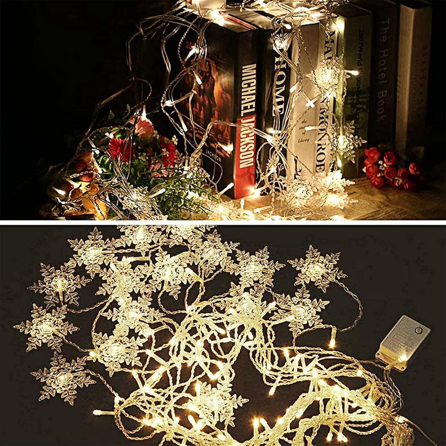 Led Curtain Lights - Led Snowflake Lights With Remote Control,Usb Powered 24 Snowflakes 120 Leds Window Curtain String L