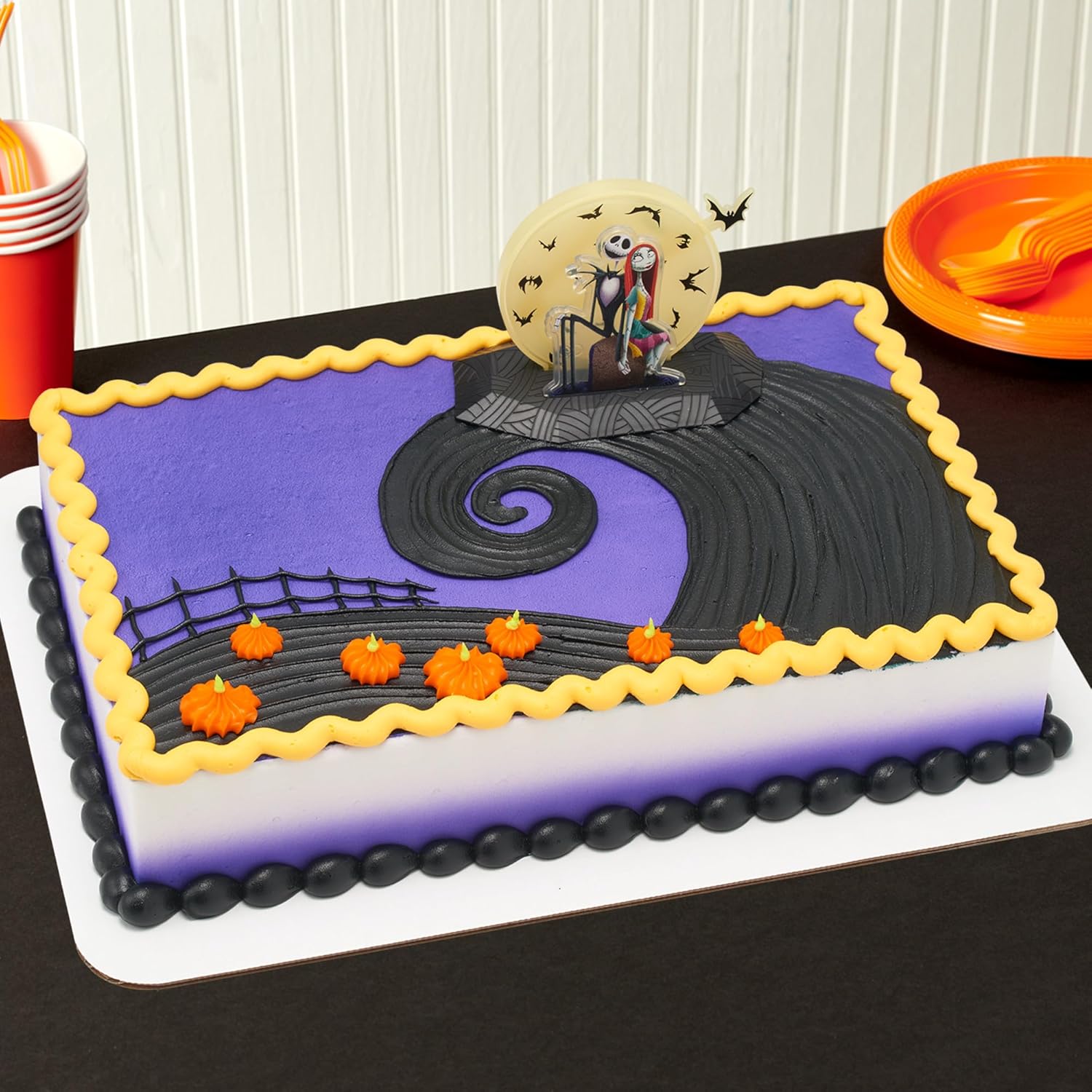 Decoset® Disney Tim Burton'S The Nightmare Before Christmas Cake Topper, 2-Piece Decoration Set Featuring Jack Skellington & Sally And Glow In The Dark Moon