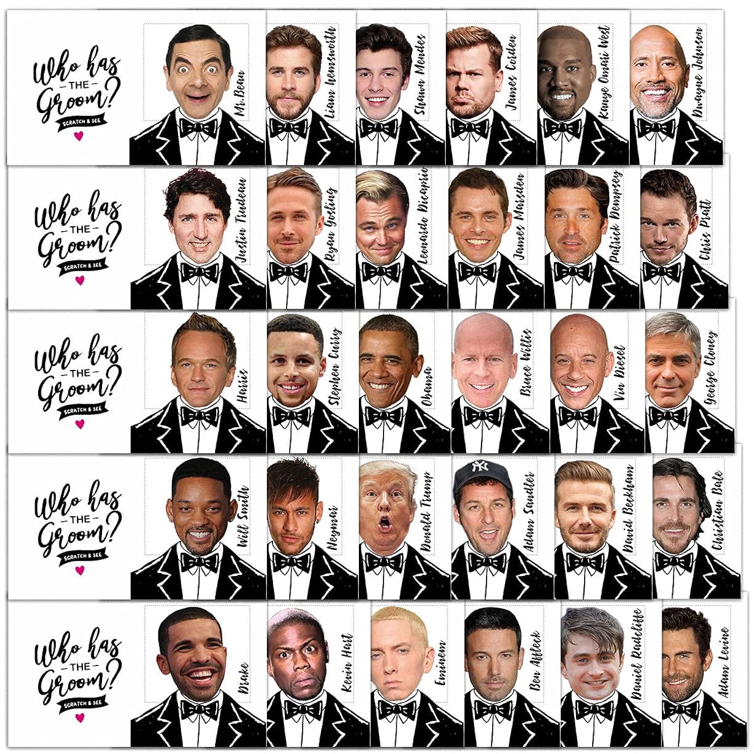 Bridal Shower Games - Who Has The Groom Scratch Off Celebrity Cards, Bachelorette Party Games Supplies – 36 Cards(Xl01-Baica)