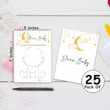 Baby Shower Party Games, Draw Baby Minimal Baby Shower Game, 25 Moon And Stars Gender Reveal Party Games Cards (5" X 7"), Over The Moon Baby Shower Supplies Decorations -08