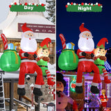 8Ft Santa Claus Sitting On The Roof Christmas Inflatable Decoration With Led Lights, Suitable For Holiday Celebration De