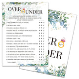 Eucalyptus Bridal Shower Game, Tropical Jungle Wedding Party Game, Greenery Theme Over Or Under Game, Bachelorette Party Activities & Decorations -30 Game Cards(05)