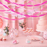 Pink Streamers Party Decorations, 8 Rolls Pink Crepe Paper Streamers For Bachelorette Bridal Shower Baby Shower Wedding Valentine'S Day Birthday Party Decorations, 656Ft