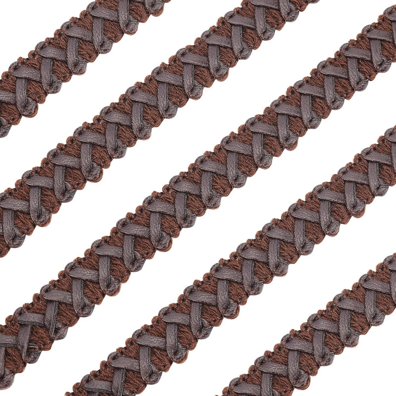 15 Yard Faux Leather Braid Trims Coconut Brown Flat Braid Strap Trim Lace Ribb