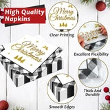 100Pcs Christmas Paper Plates And Napkins Set Black Buffalo Plaid Plates Christmas Party Supplies Xmas Tree Disposable Dinnerware Tableware Set For Holiday Winter Party Decoration Serve 25