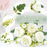 12 Bundles Silk Artificial Peonies Flowers Faux Peony Bouquet Fake Peonies Artificial Flowers Bouquets For Vase Floral Arrangements Wedding Home Table Decoration (White,Pink)