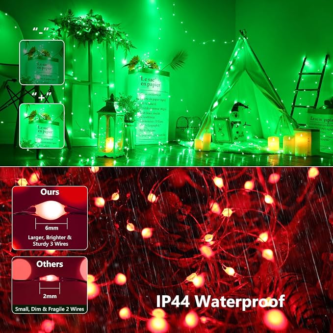 200 LED Color Changing Fairy Lights with Remote Control Waterproof Copper Wire Lights for Halloween and Christmas