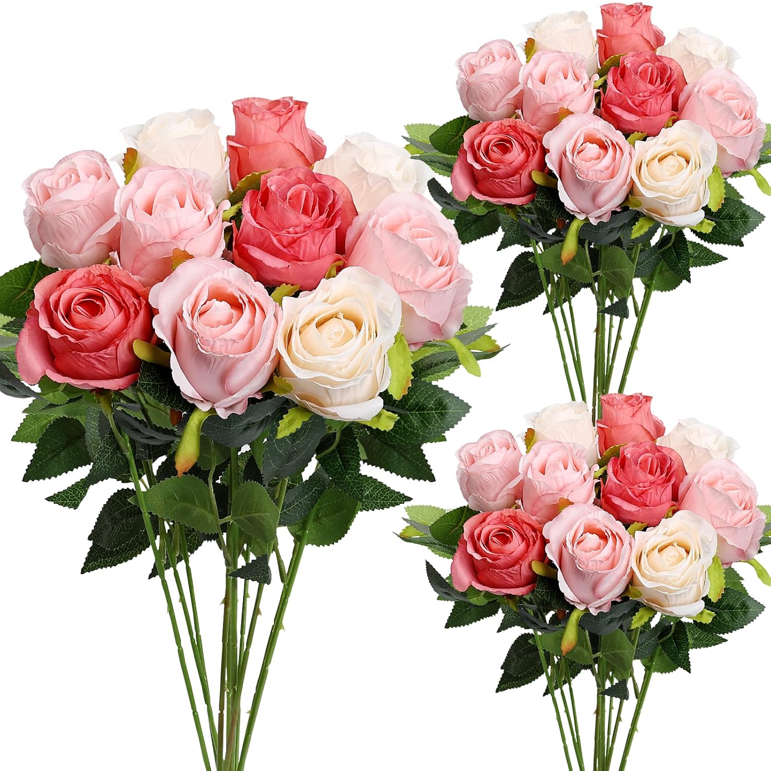 30 Pcs Fake Roses - Silk Artificial Flowers With Long Stems Bulk Realistic Faux Rose For Wedding Bridal Shower Bouquet Home Table Centerpiece Arrangement Decor - Dusty Pink