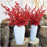 25 Inch Artificial Red Berry Stems Branches,Faux Berries Fake Flower For Christmas Year Diy Floral Art Plant Home Office Party Decoration,4 Pack