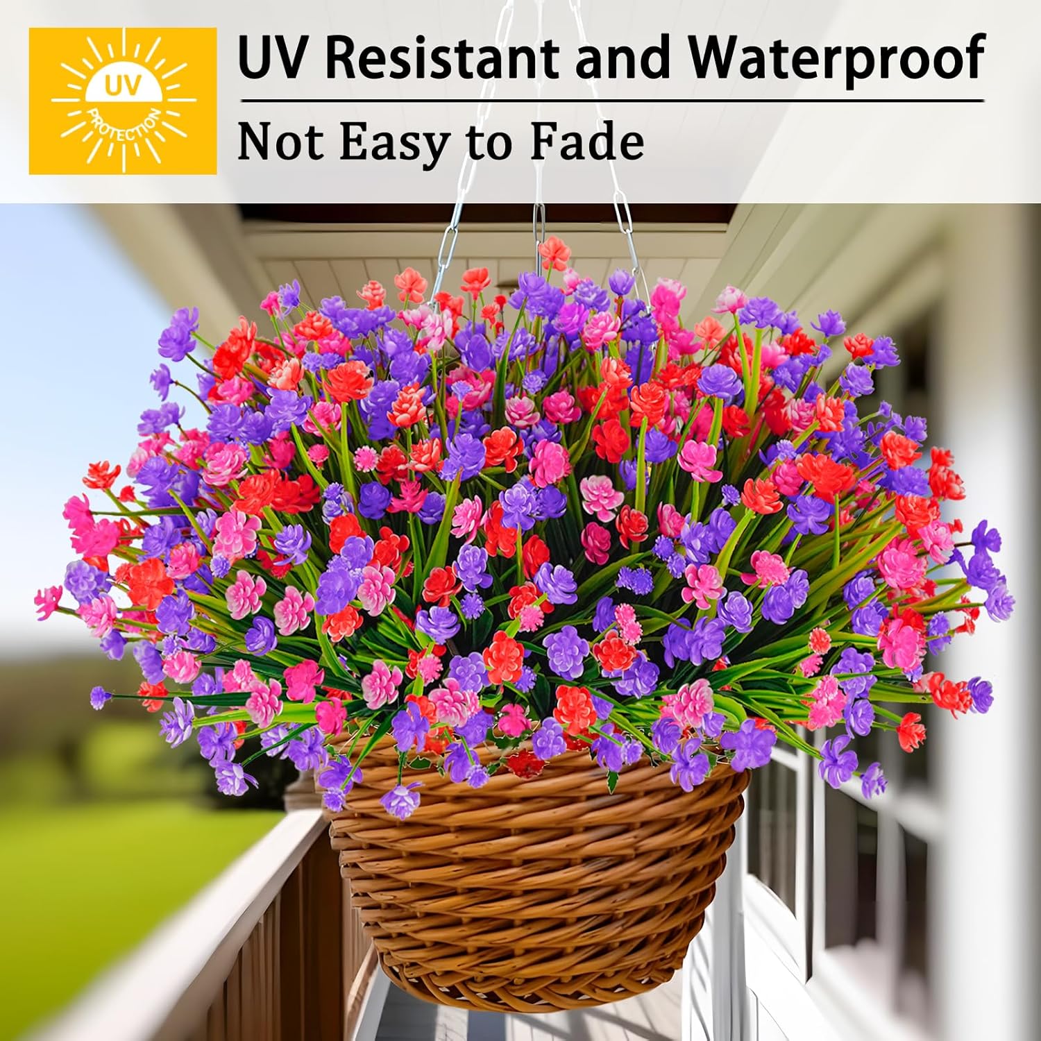 36 Pcs Artificial Flowers For Outdoors, Uv Resistant Faux Plastic Plants, Fake Flowers For Hanging Planters, Window Boxes, Garden, Porch, Wedding Decor