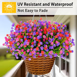 36 Pcs Artificial Flowers For Outdoors, Uv Resistant Faux Plastic Plants, Fake Flowers For Hanging Planters, Window Boxes, Garden, Porch, Wedding Decor