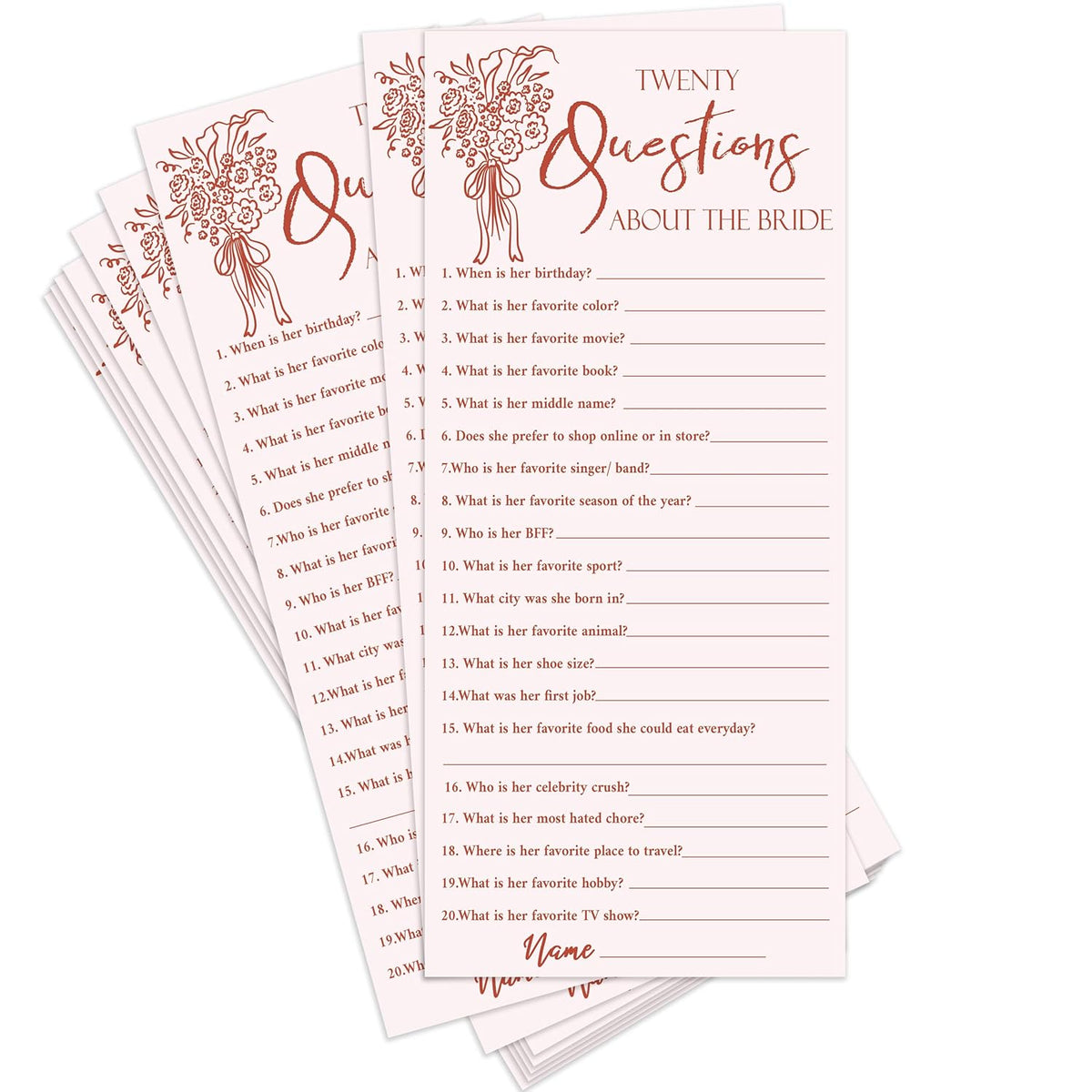 Wedding Shower Games Cards, 4 X 9 Inch Bridal Shower Games 25 Guests, Engagement Party Wedding Games For Guests, Pink Wedding Party Supplies - A12
