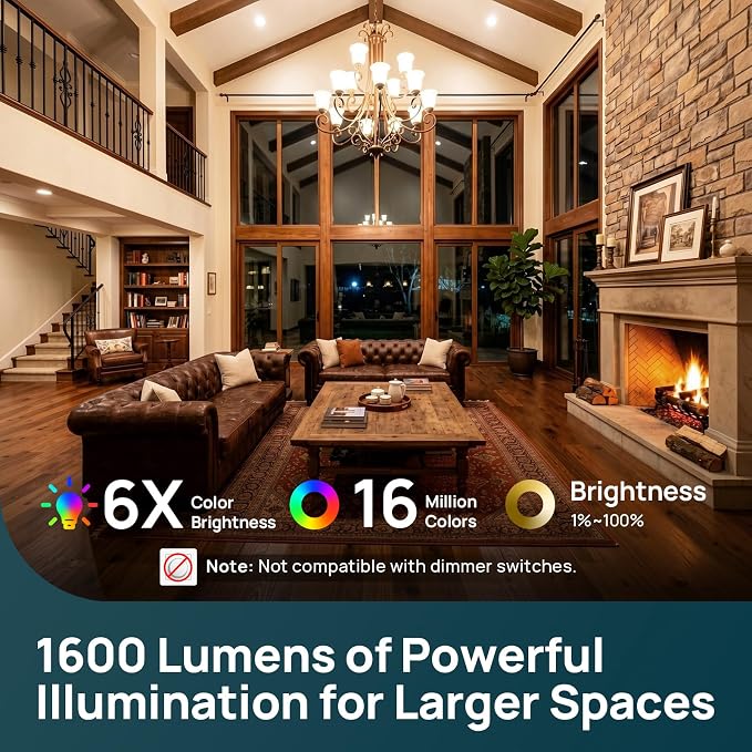 Smart LED Bulbs 5GHz Wi-Fi Compatible with Alexa Apple Home and Google Assistant Dimmable Color Changing