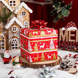 Kraft Christmas Wrapping Paper Roll, Red And Gold Wrapping Paper, Elegant Faux Sparkle Christmas Tree Reindeer Snowflake Pattern Red Gift Wrap For Holiday, Winter Solstice (17 Inch X 33 Feet)