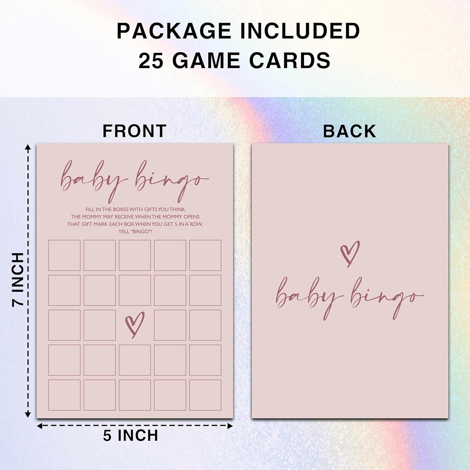 Minimalism Baby Bingo Game, 25 Sets Guess Gift Bingo Game Cards, Boy Girl Gender Neutral Baby Shower Decorations Supplies-C02