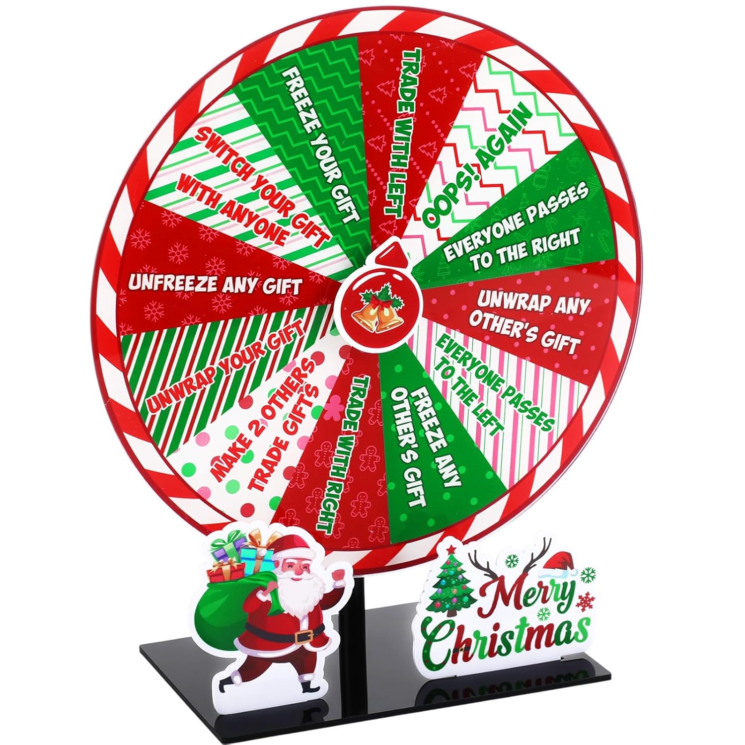 Christmas Games Gift Exchange For Adults Family 10" Spinner Wheel With Stand White Elephant Christmas Party Games Xmas Santa Exchange Gift For Coworkers Large Group Holiday Party Decor Supplies