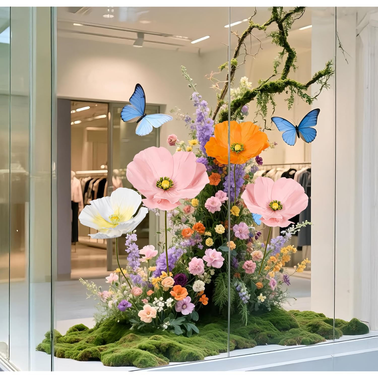 Artificial Flowers Decorations 5.58Ft Fake Paper Poppy Flower For Standing Reception Wedding Arrangements Mother'S Day Party Banquet Background Decor (Pink-1)