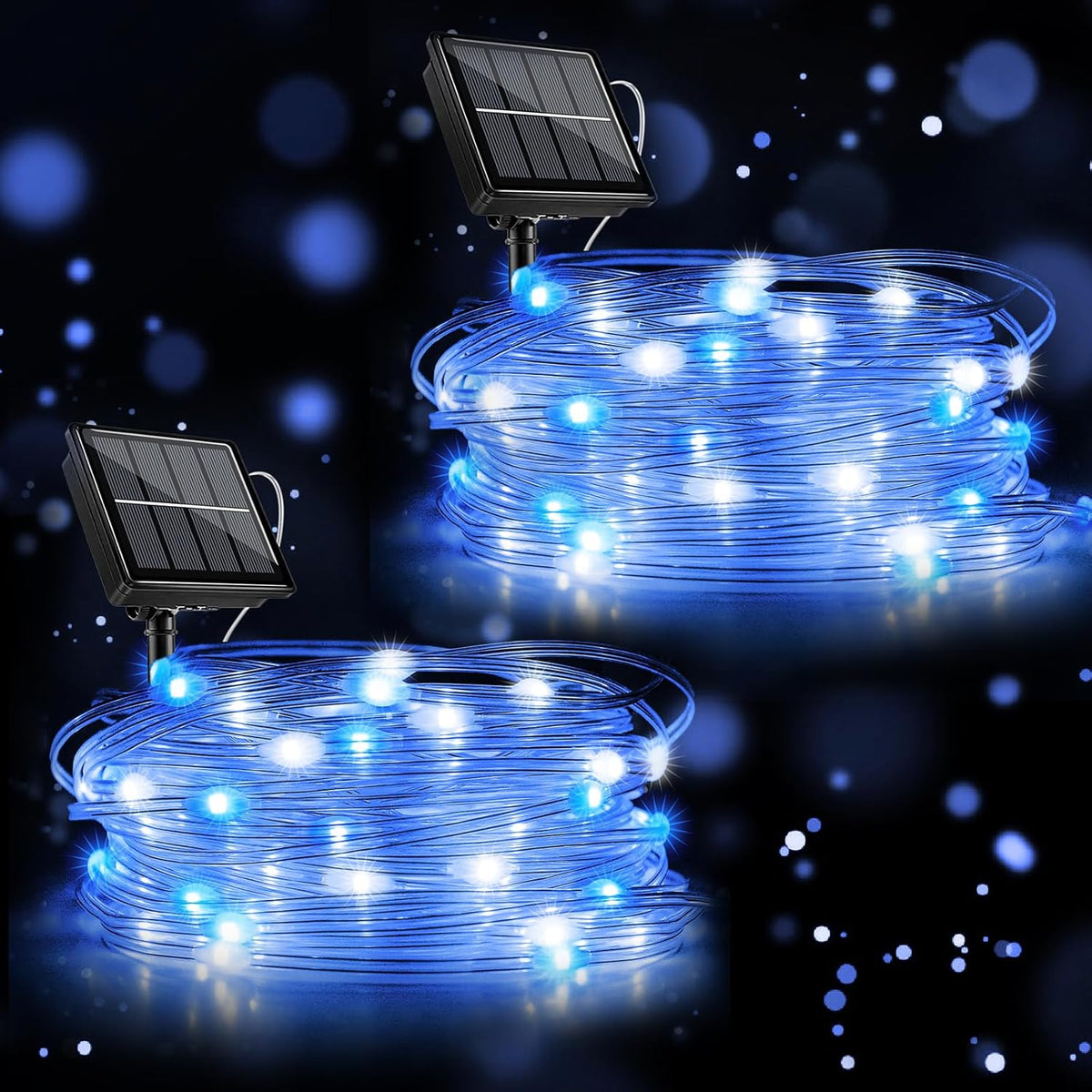 Solar Christmas Lights Outdoor Waterproof Total 66Ft 200 Led Solar Twinkle Lights For Outside Clear Wire, 8 Modes Solar
