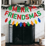Red Green Glitter Merry Friendsmas Banner And Colorful Light Bulb Banner Friends Christmas Dinner Party Garland Banner Friendsmas Merry Christmas Holiday Party Fireplace Decorations