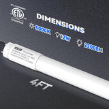 30 Pack 4FT T8 LED Bulbs 12W 2200LM 5000K Type B Ballast Bypass Fluorescent Replacement