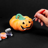 Horizon Group Usa Paint Your Own Ceramic Pumpkin, Mini Led Light Up Pumpkin, 3 Acrylic Paint Pots, Mini Paintbrush