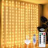 300 Led Fairy Curtain Lights, 9.8Ft X 9.8Ft Battery Operated With 8 Modes Remote Christmas Waterproof String Hanging Lig