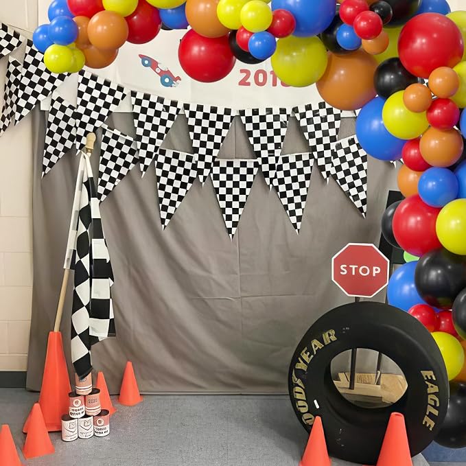 153 Piece Race Car Balloon Arch Kit for Racing Theme and Monster Truck Party Decorations