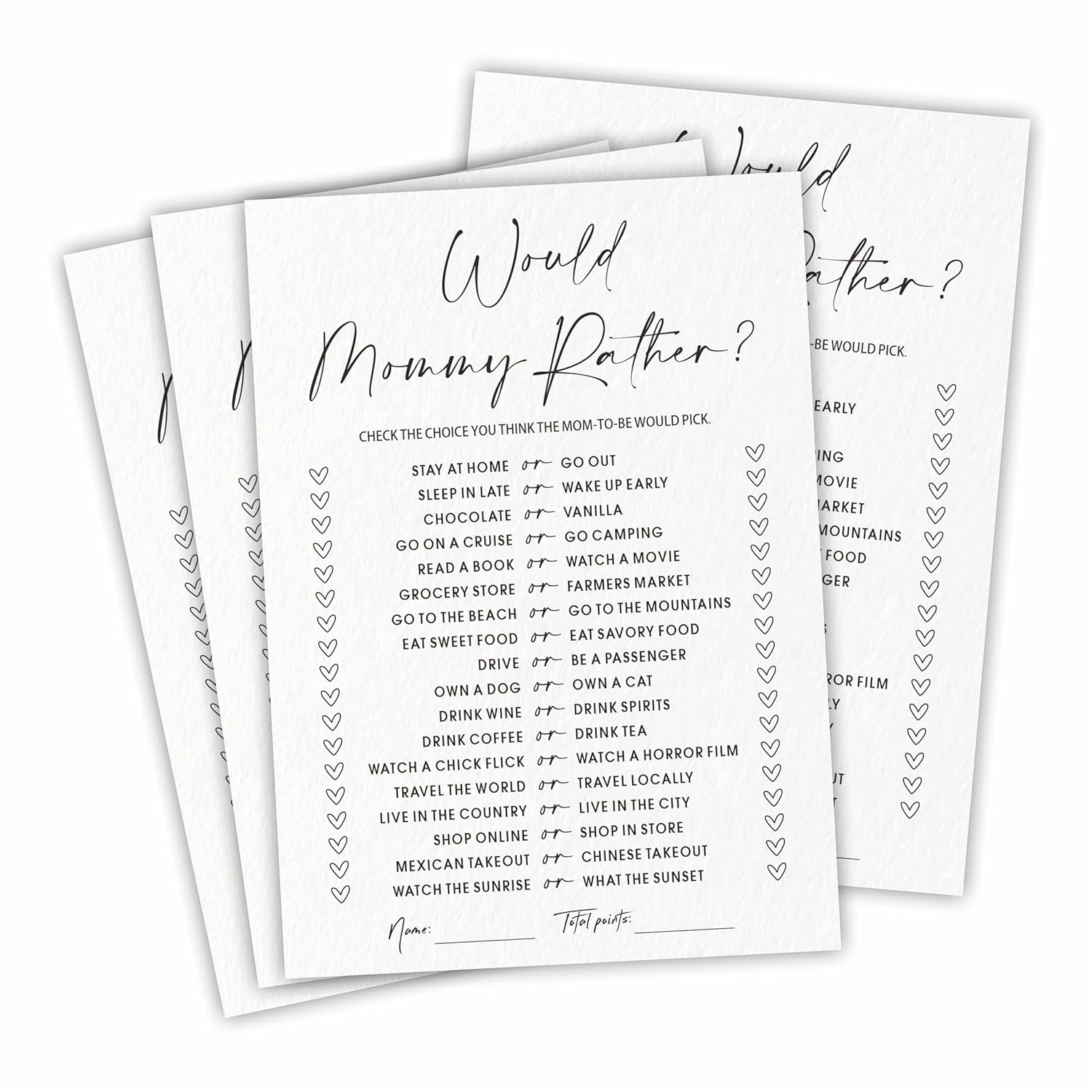30 Would Mommy Rather Game Cards For Baby Shower - Minimalism White Double-Sided Fill In Advice Cards For Baby Announcement, Gender Reveal, New Parents-To-Be Party Favor & Supplies - C13