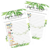 Greenery Baby Shower Emoji Game - 20 Cards For Guest, Eucalyptus Nursery Rhyme Activity With Answer Key