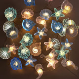 Ocean Themed String Lights Beach Décor Seashell Seahorse Conch Starfish Marine Life Lights 10Ft 30Led Battery Operated W