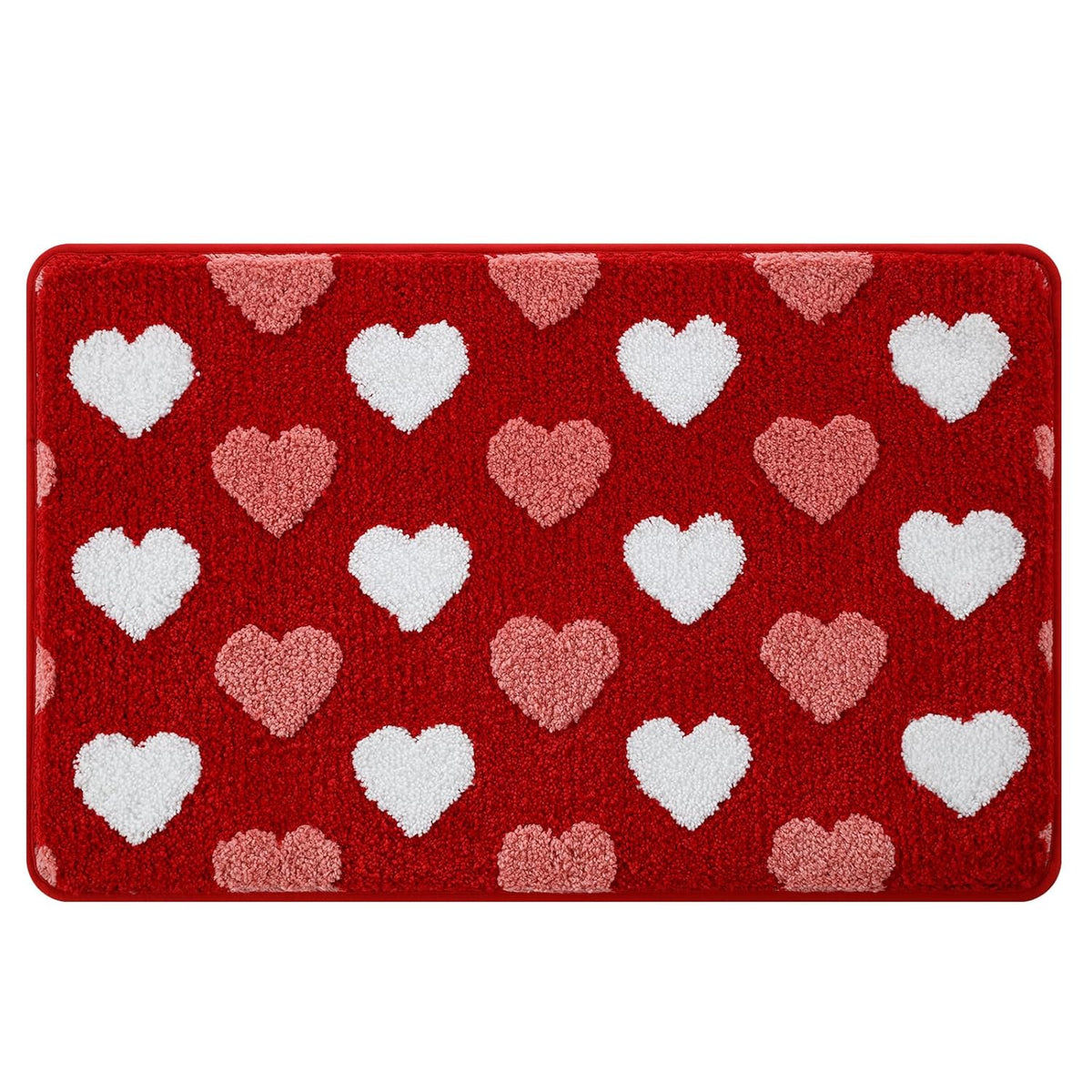 Valentines Bathroom Rug 16X24 Inch, Soft And Absorbent Tufted Love Heart Bath Mat Non Slip Washable, Valentines Day Bathroom Decor Rug Happy Anniversary Decorations