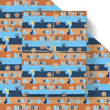 Happy 1St Birthday Wrapping Paper, 10 Sheets Blue Orange Dog Paw Gift Wrap Paper For Kids Boys Girls Birthday Party Baby Showers Holiday Greetings Present Packing | 19.7×27.6 Inch