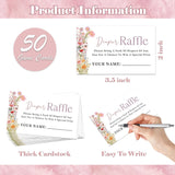 Wildflower Baby Shower Diaper Raffle, Pack Of 1 Wooden Tabletop Sign With Stand And 50 Diaper Raffle Tickets, Floral Baby Shower Game, Gender Reveal Party Decorations - Eh17