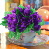 6 Pack Purple African Violet Artificial Silk Flower Bushes Individual Artificial Violet Flowers Houseplant