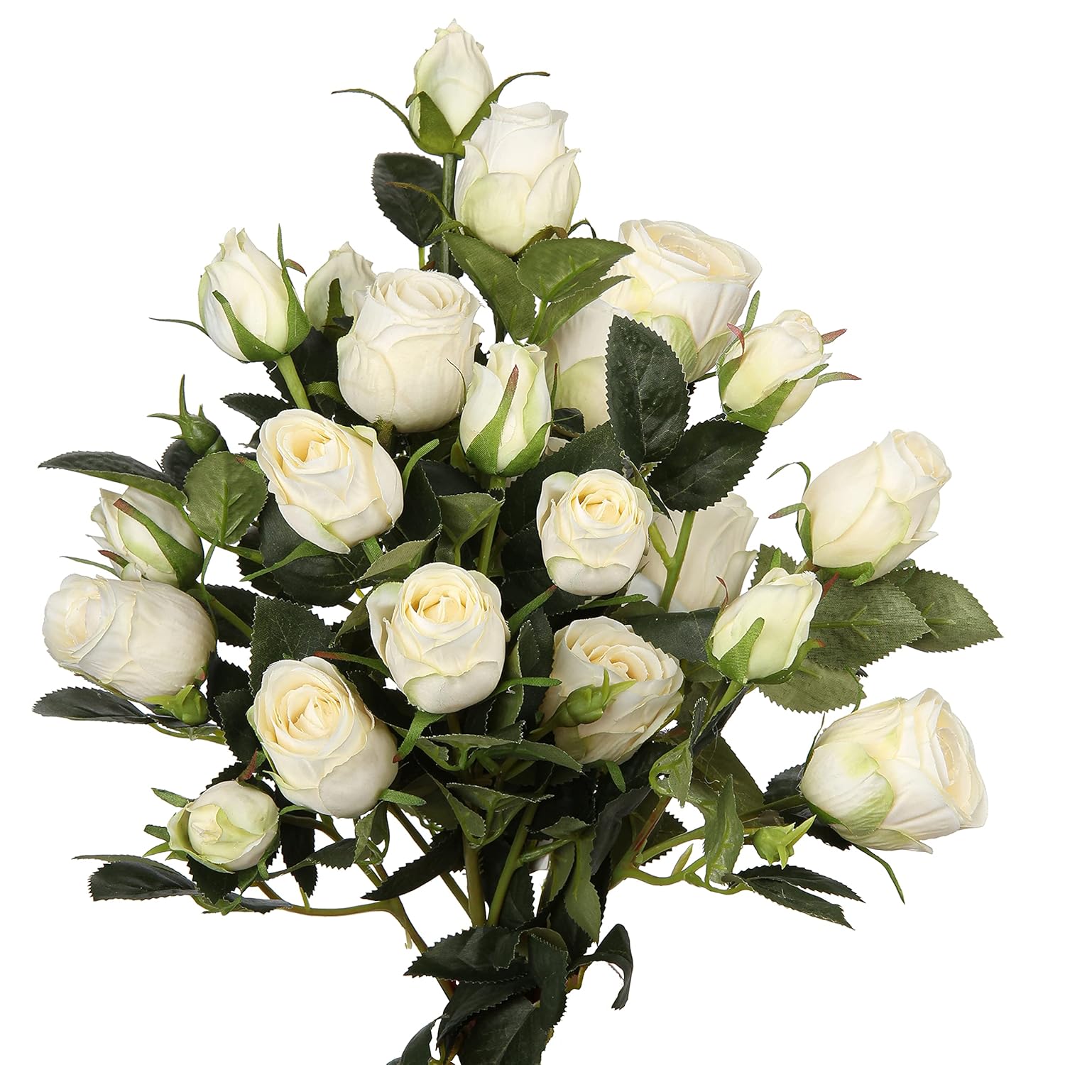 Artificial Rose Silk Flowers 21" Long Fake Rose Flower Bushes For Wedding Decor Home Decoration Faux Roses Decor- Fake Cream Rose With Stem -3Pcs Cream Flower