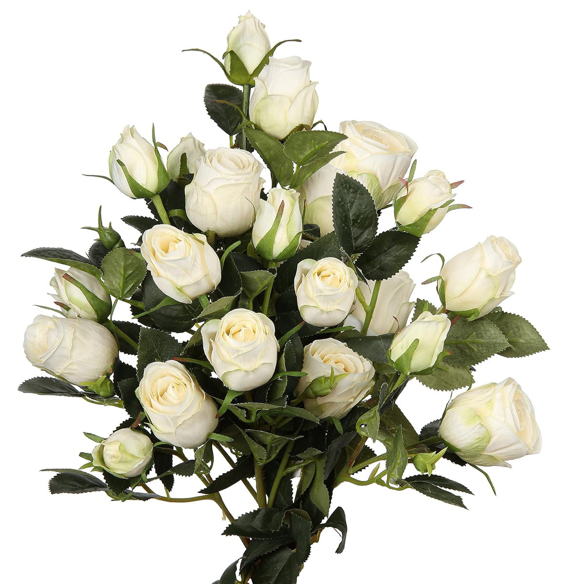 Artificial Rose Silk Flowers 21" Long Fake Rose Flower Bushes For Wedding Decor Home Decoration Faux Roses Decor- Fake Cream Rose With Stem -3Pcs Cream Flower