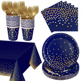 Navy Blue and Gold Paper Plates Napkins Cups Tablecloths Party Supplies