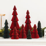 8 Pcs Paper Honeycomb Christmas Tree Decor Christmas Table Centerpiece 3D Gold Glitter Edge Red and Green Paper Trees for Xmas Winter Tabletop Mantel Holiday Party Decorations