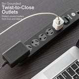 140W USB C Charging Station 6 in 1 Travel Power Strip 2 Outlets 4 USB Ports 5FT Extension Cord