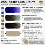 Ultramarine Blue, Titanium Buff, And Earth Pigment Set For Oil Paint, Watercolor, Acrylic, Epoxy Resin, Encaustic, And Concrete, Dry Powder Artist Grade, 4.5 Fl Oz (Pack Of 8)