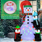 Christmas Inflatables Outdoor Decorations, 6Ft Inflatables Snowman Decorations And 3 Penguins With Led Lights Christmas